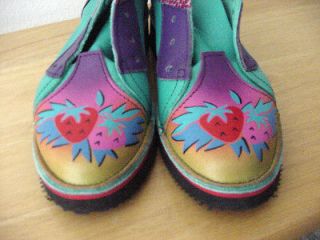 SOLETECH Hand Painted Leather Ankle Boots Shoes Strawberry Aqua Purple