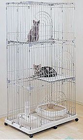 Wire Tower 3 Tier Animal Cage   Wire Cat Cage Pet Cage PEC 903 Silver