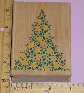 LARGE STAR TREE CHRISTMAS rubber stamp ALL NIGHT MEDIA low shipping