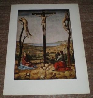 The Crucifixion Jesus Christ Virgin Mary St John Messina Vintage Color