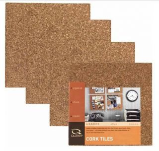 Quartet 6 X 6 Cork Tiles Sealed Pack Of 4, With Self Stick Pads