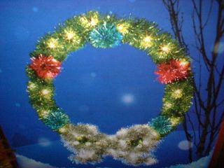 BEAUTIFUL LIGHTED TINSEL CHRISTMAS WREATH LIGHTS INDOOR/OUTDOOR NEW IN