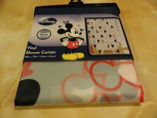 PEVA vinyl MICKEY MOUSE Frosty Clear SHOWER CURTAIN~red black gray