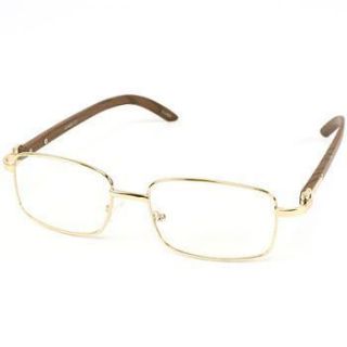 Classic Designer Clear Lens Fake Nerd EyeGlasses Gold Metal Frame