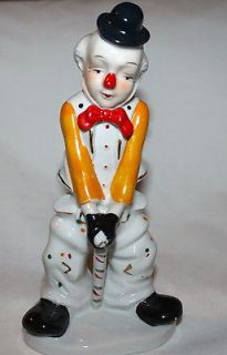 Vintage Clown Figurine 6.5 Tall Estate Collection Jester Umbrella Big