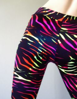 Neon Zebra printed leggings Uv fluorescent Lycra fluro dance Clothing