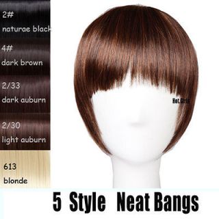Clip on Front Bangs Fringe Hair Extensions black brown blonde