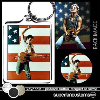 Bruce Springsteen KEYCHAIN + BUTTON or MAGNET pin badge key ring #1268