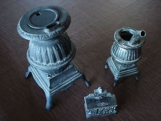 AMERICANA cast iron MINIATURE POT BELLIED STOVES collection of 3