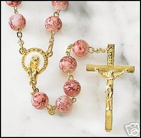 ROSE QUARTZ ITALIAN MADE ROSARY BEADS FROM THE VATICAN