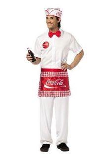 Coke Coca Cola Soda Jerk Ice Cream Parlor 50s Adult Mens Costume and
