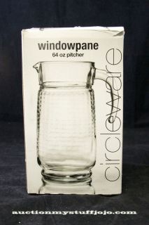 New Circleware Windowpane 64 oz. Glass Water Pitcher 9 1/4 Tall