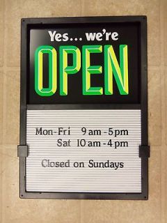 NEW OPEN CLOSED SLIDING SIGN MESSAGE MENU HOURS BOARD
