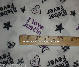 purple BIEBER FEVER #1 fan HEART 60 fabric to SEW ur own VALANCE