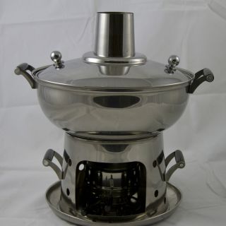 22CM Stainless Steel Mongolian Hot Pot With Alcohol Burner   Chinese