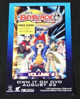 SDCC San Diego Comic Con 2011 Beyblade Metal Fusion DVD Promo Card