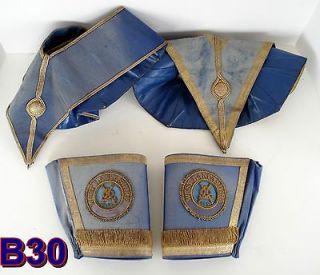 Vintage Masonic COLLARS, CUFFS LEATHER CASE Antique Regalia WEST