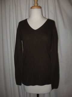 KIRKLAND Classic Chocolate Brown CASHMERE V neck Sweater Small S