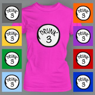 Drunk 3 DRINKING GAME COLLEGE THING 1 2 3 4 FUNNY Ladies T Shirt
