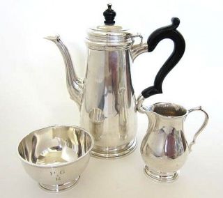 TIFFANY Sterling Silver Coffee Pot,Creamer & Sugar Set,29.1 toz