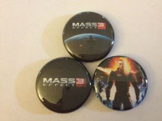 Mass Effect 3 set of 3 1 pins pinback buttons NOT GAME XBOX ps3 2
