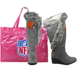 Cleveland Browns Womens Team Supporter Knee High Boots   Charcoal