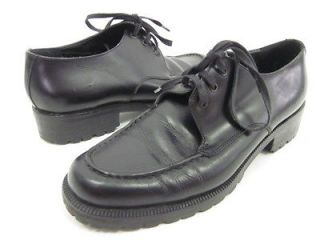 GRANELLO Black Leather Rounded Toe Lace Up Oxfords Sz 7