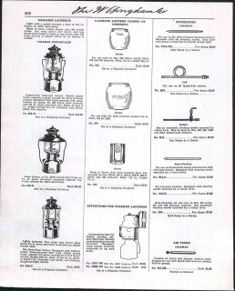   53 AD 2 Page Coleman Instant Lite Lanterns Parts Repair Price List