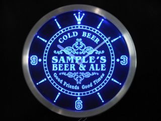 Personalized Custom Cold Beer & Ale Vintage Bar Neon Sign LED Clock