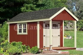14 x 8 Cabin Shed with Porch Plans Blueprint #P61408, Free Material