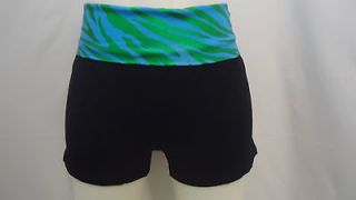 Tarea Rue21 Black Yoga Shorts w/ Blue Green Zebra Print Waist Sz L