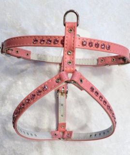 ANY SIZE   COMFORT DOG HARNESS   CRYSTALS   PINK