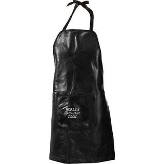 New Black Leather Grill Grilling Barbecue BBQ Cooking Apron Chef