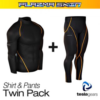 Mens Compression Sports Top & Pants TwinPack Tight T Shirt S,M,L,XL