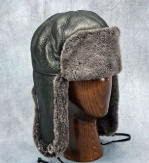 NEW Aviator Hat (Black)   100% Sheepskin by Northern Hats (SKU 179K