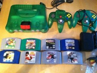 64 Jungle Green Console, Super Mario 64 007 Rush 1 And 2 Game Lot