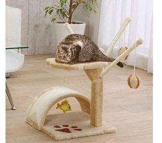 Cat Tower w/Scratching Areas and Hanging Fish and Balls, Cat Condo
