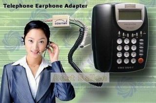 Fixed Telephone Crystal RJ11/3.5MM Headset Earphone Adapter Converter
