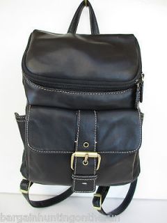BASS & COMPANY ADORABLE BLACK LEATHER /POCKETS SLING/ BACK PACK