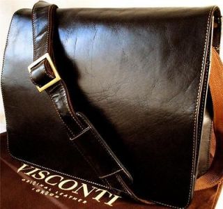 Large Messenger Bag Real Leather Dark Brown Visconti BNWT