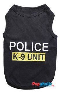 Pet Dog Clothes TShirt ★ POLICE K 9 UNIT ★ XS,XS,S,M,L,XL