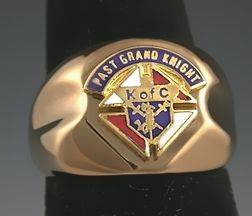 GRAND KNIGHT K OF C KNIGHTS OF COLUMBUS LOGO STAINLESS STEEL GOLD RING