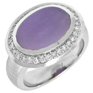 White Gold Diamond & Oval Cut Purple Amethyst Cocktail Fashion Ring