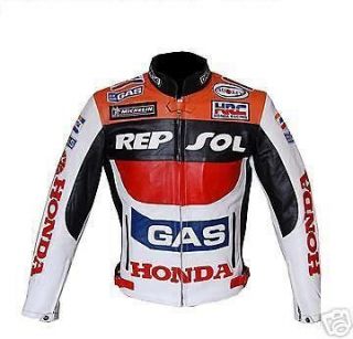 Men Honda Repsol Motorcycle Biker Leather Jacket size XS to 6XL