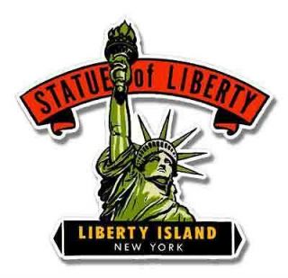 New York City Statue of Liberty Vintage Style Travel Decal/Vinyl