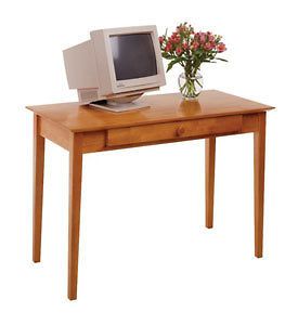 Small Honey Wood Computer Studio Desk for Home