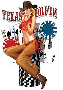 Cowgirl Texas Hold em Chips Chaps Cards Bandana Hat Vinyl Sticker