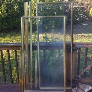 Door 90 deg Angle Corner Shower Enclosure with Polished Brass Frame