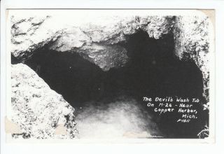 Devils Wash Tub Copper Harbor MI RPPC Old Postcard Keweenaw County