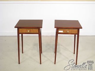 19687 Pair Country Tiger Maple One Drawer Nightstand End Tables
